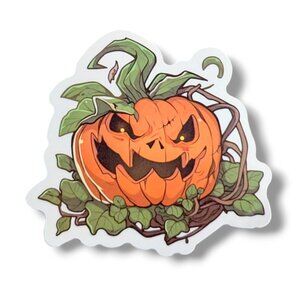 Spooky Season Vinyl Sticker (ZZ115): Halloween Jack-o'-lantern Pumpkin, 2 in.